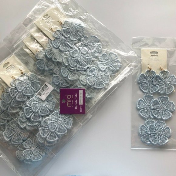 12 MIA Blue Lace Floral Earrings Bundle Set - Picture 1 of 2